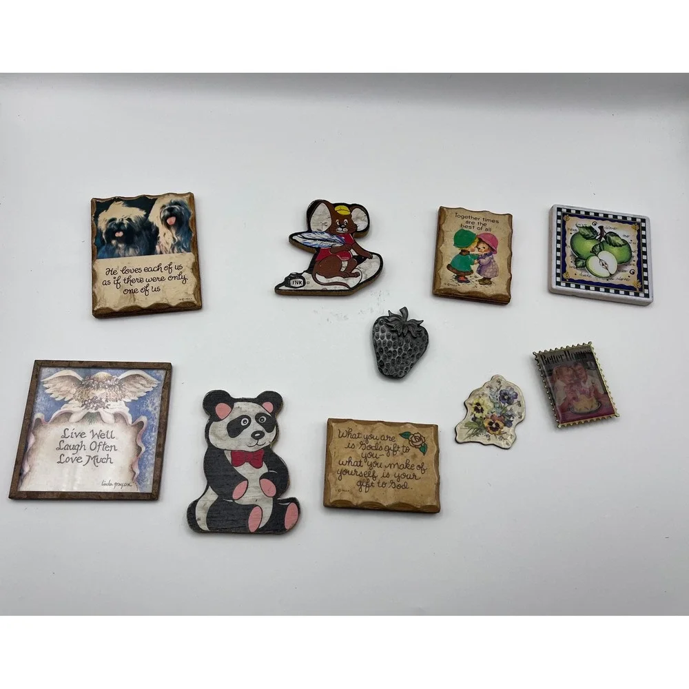Vintage Decorative Magnet Lot Inspirational Animals Art 10 Piece Set